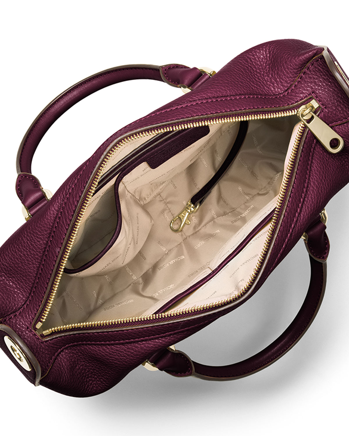 Raven Large Leather Satchel Bag, Plum