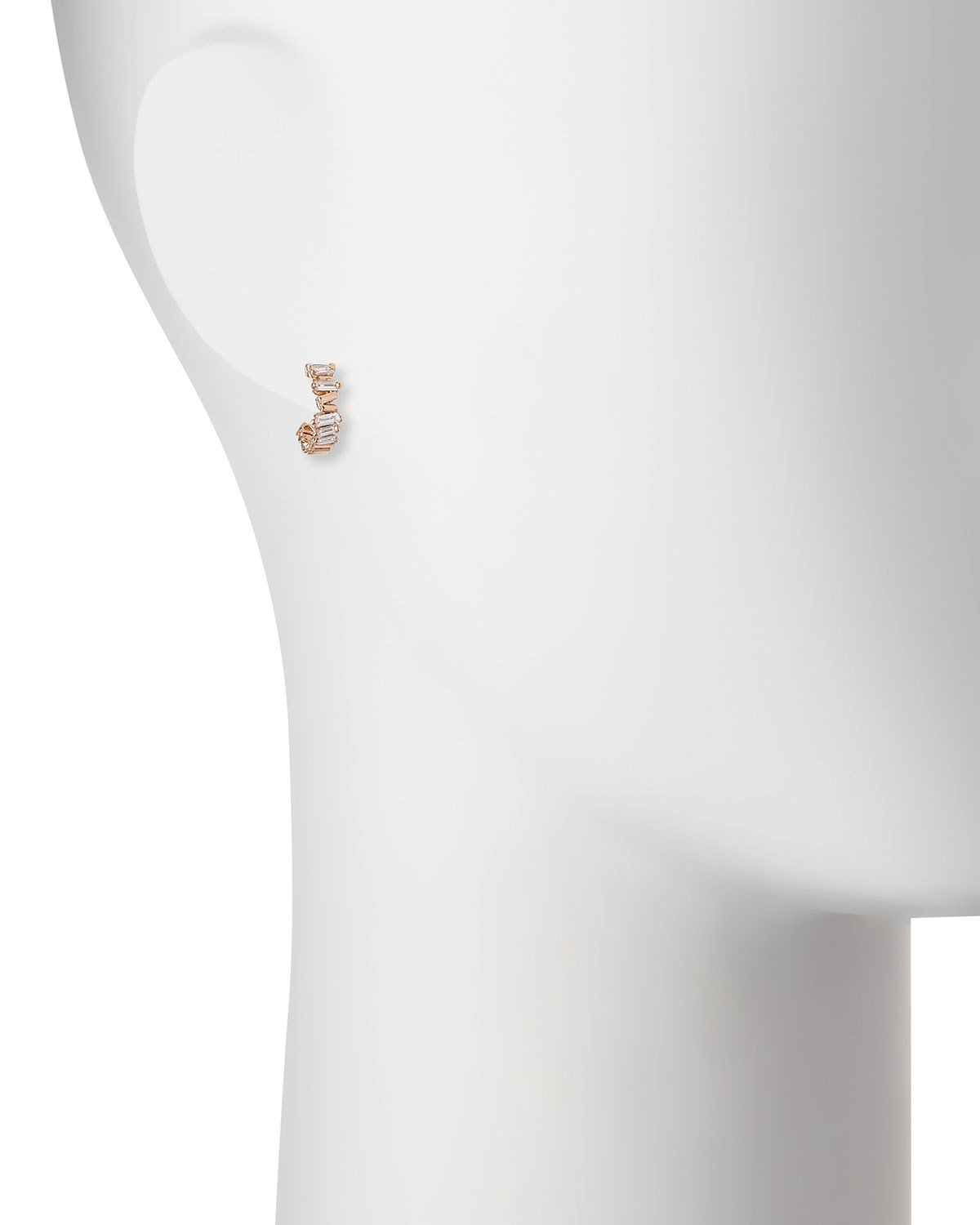 Diamond Baguette Huggie Earrings in 18K Rose Gold