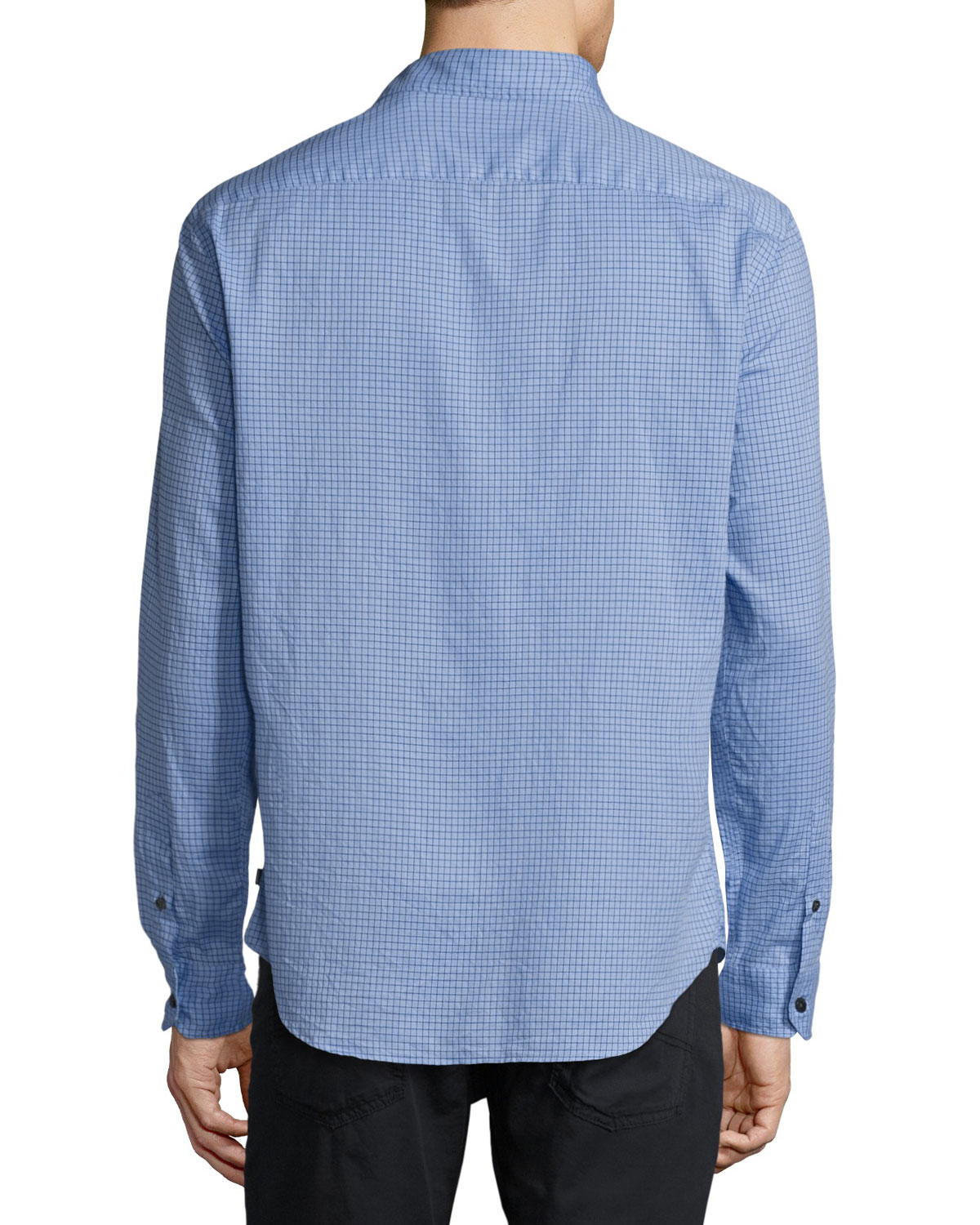 Box Check Sport Shirt, Light Blue/Navy