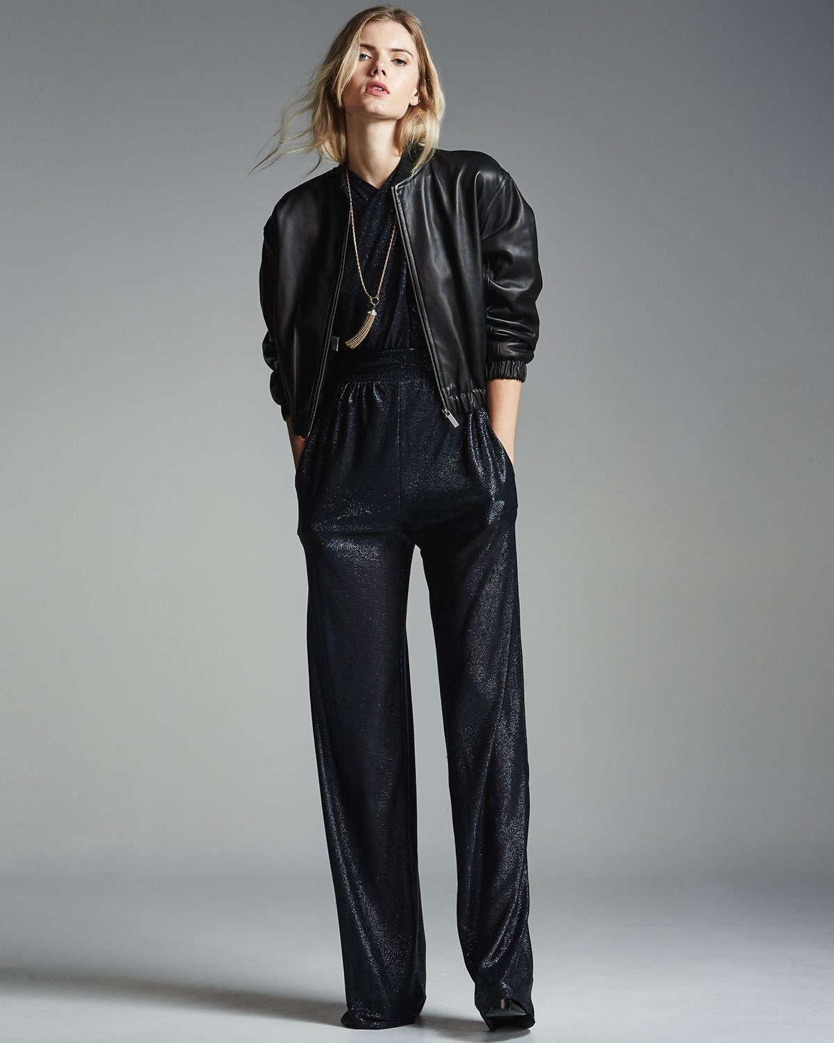 Shane Metallic Wide-Leg Jumpsuit