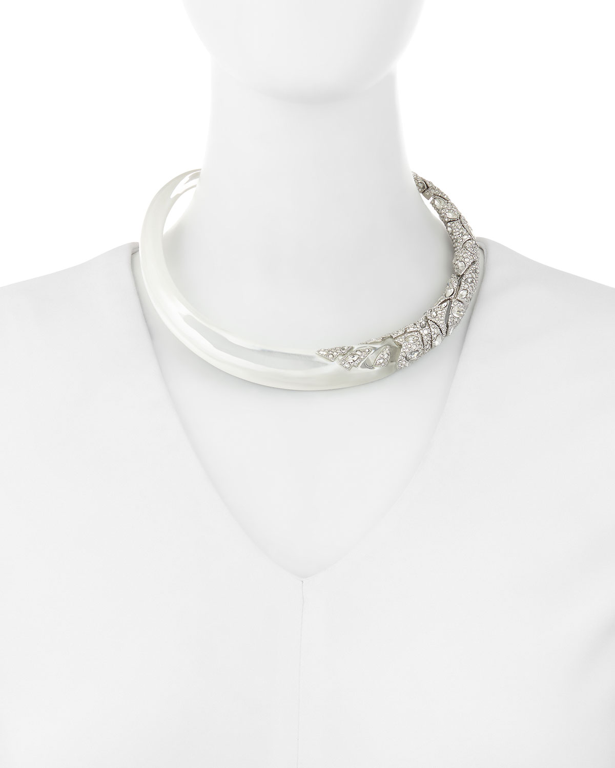 Crystal Encrusted Mosaic Lace Hinge Collar Necklace