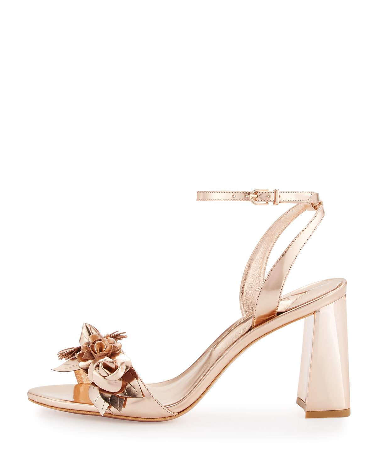 Lilico Floral Leather Block-Heel Sandal