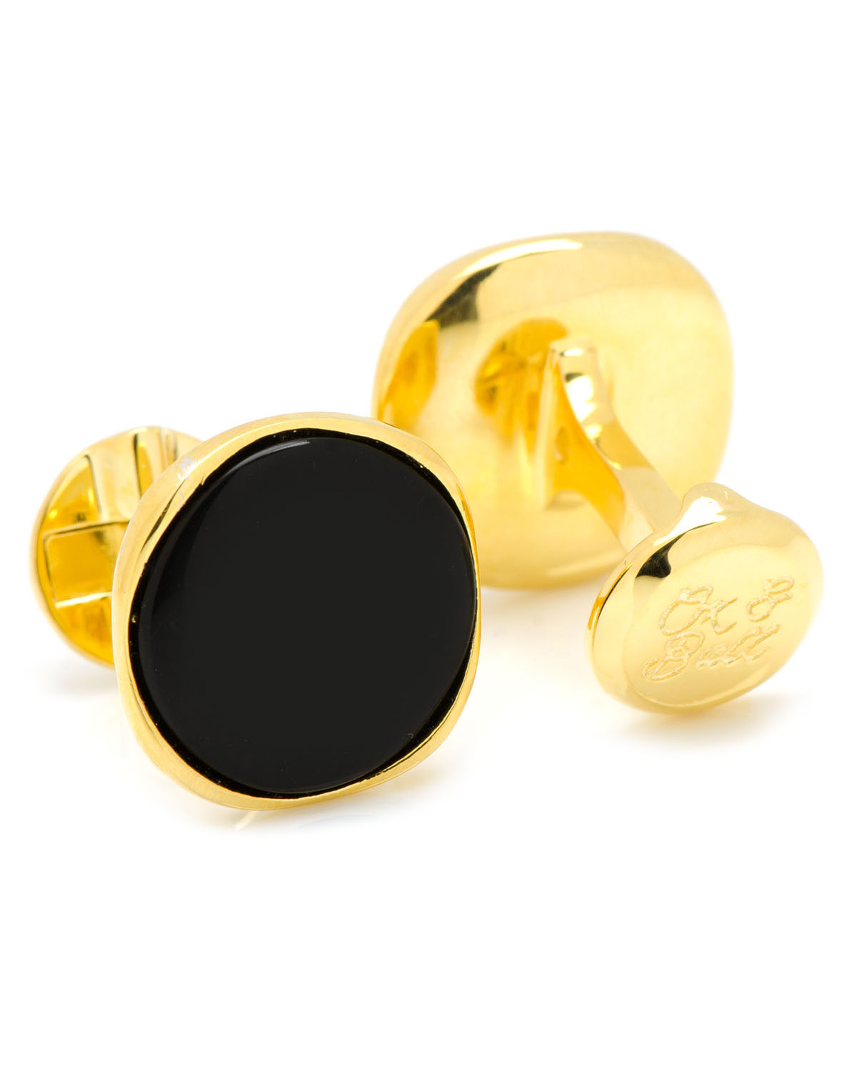 Vermeil & Onyx Round Cuff Links