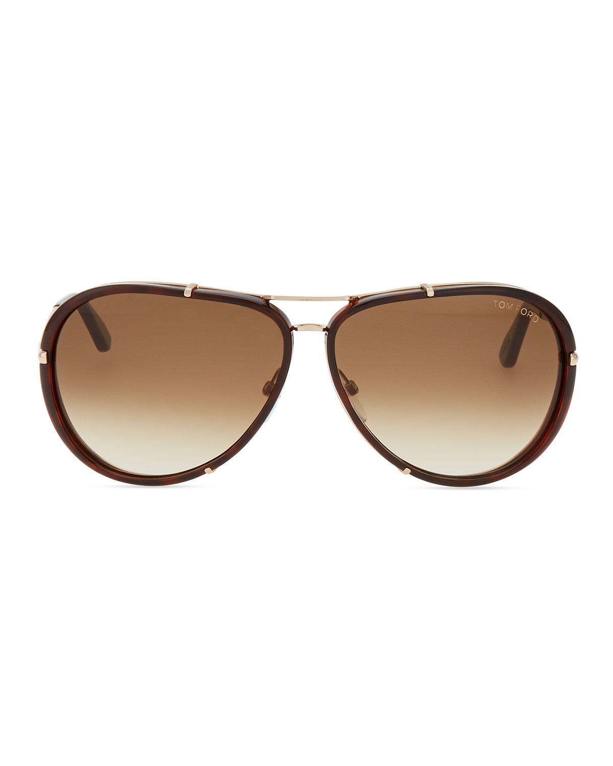 Cyrille Aviator Sunglasses, Dark Havana/Rose Golden