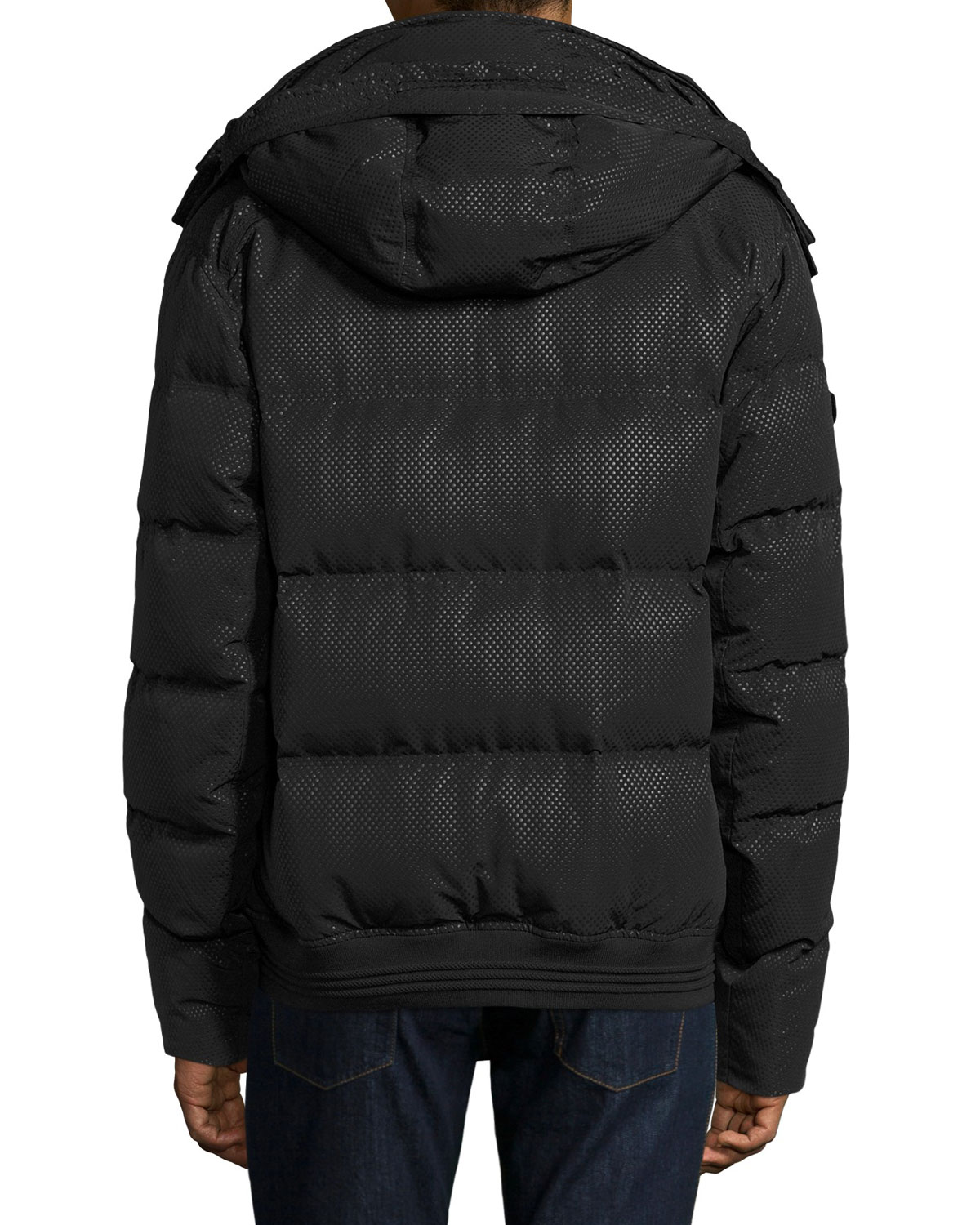 Summit Embossed Down Bomber Jacket, Jet Black