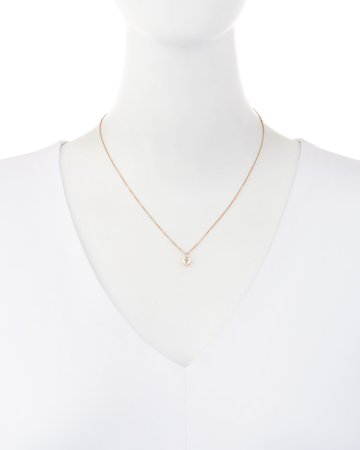 Diamond Heart Pendant Necklace in 18K Rose Gold 