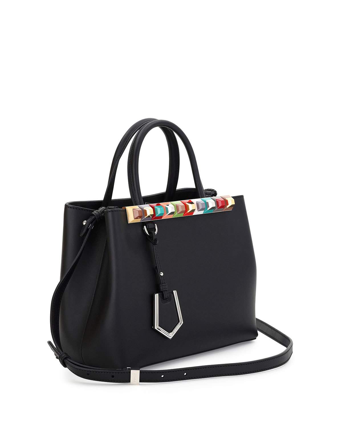 2Jours Petite Studded Leather Tote Bag, Black