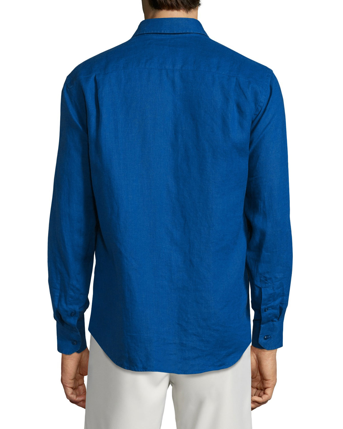 Caroubier Linen Long-Sleeve Shirt, Light Blue