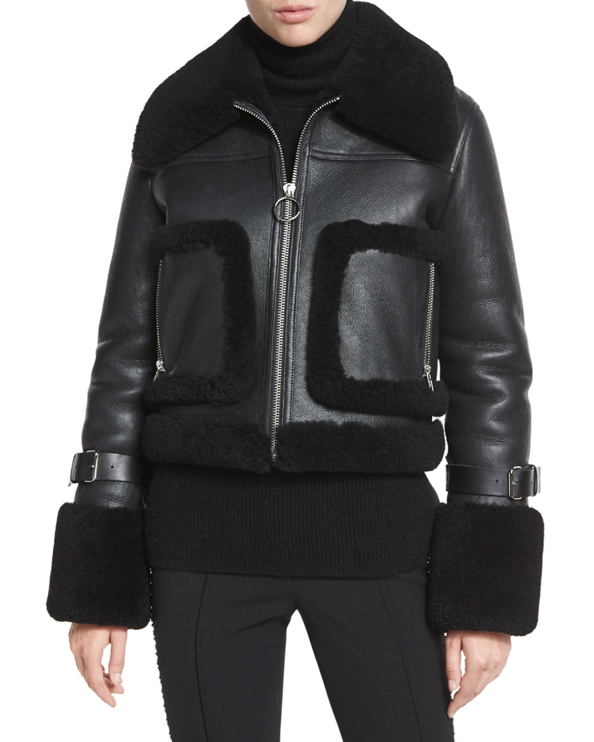 Archer Lamb Leather/Fur Jacket, Black