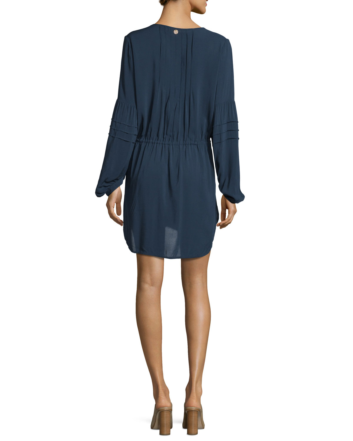 Paris Long-Sleeve Pleated Tunic Coverup