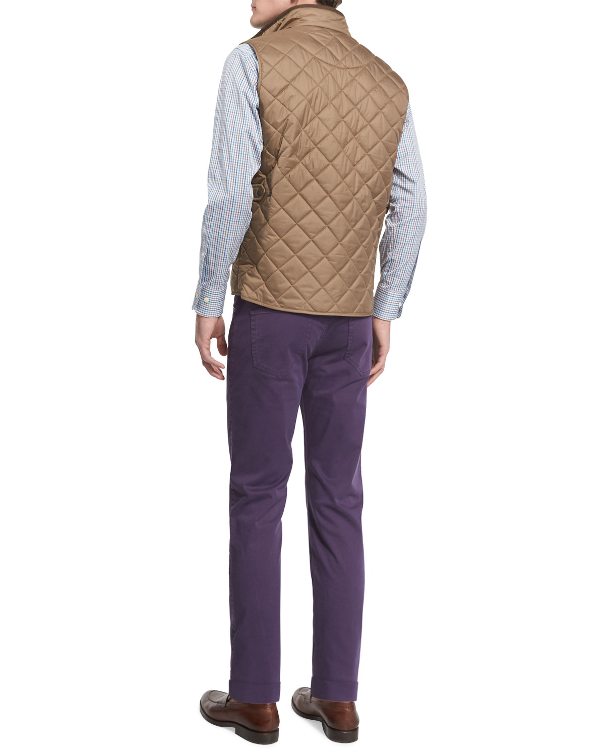 Five-Pocket Stretch Sateen Pants, Purple