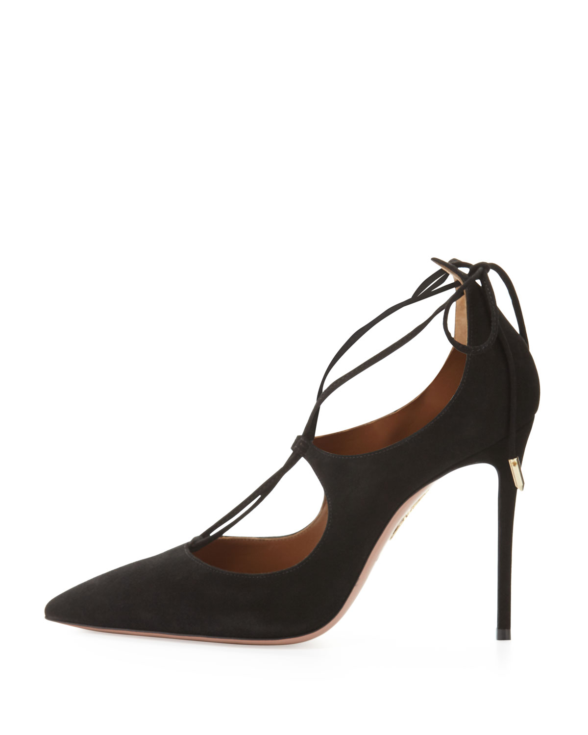 Christy Suede Lace-Up Pump, Black