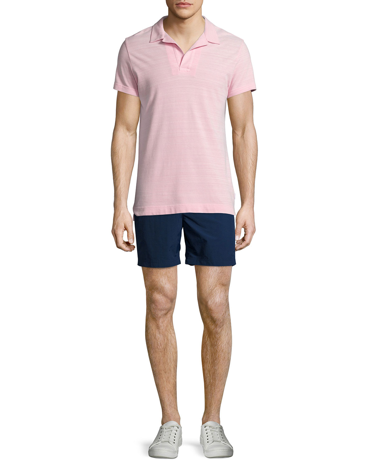 Felix Johnny-Collar Polo Shirt, Pink