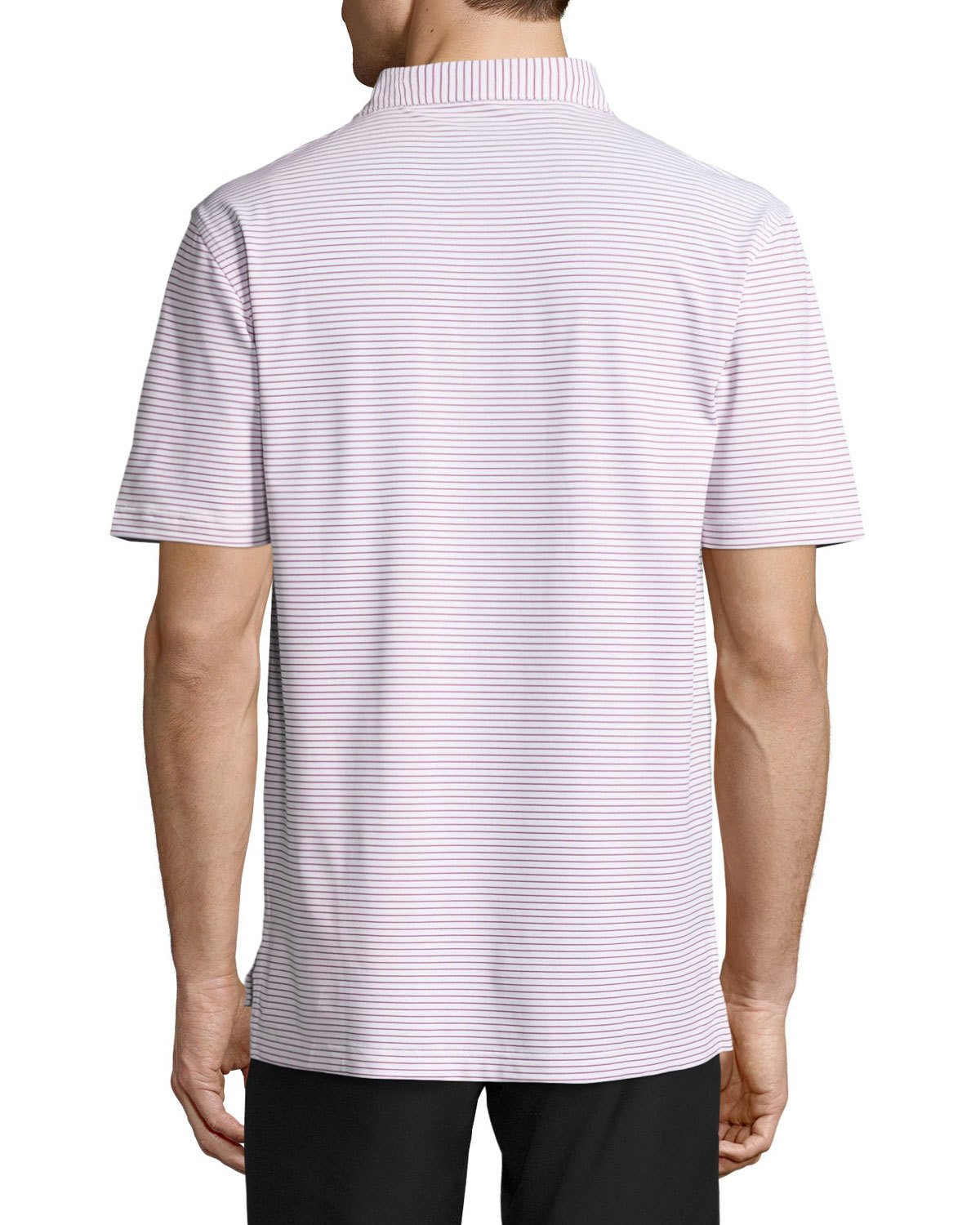 Grouper Striped Stretch Polo Shirt, White/Red
