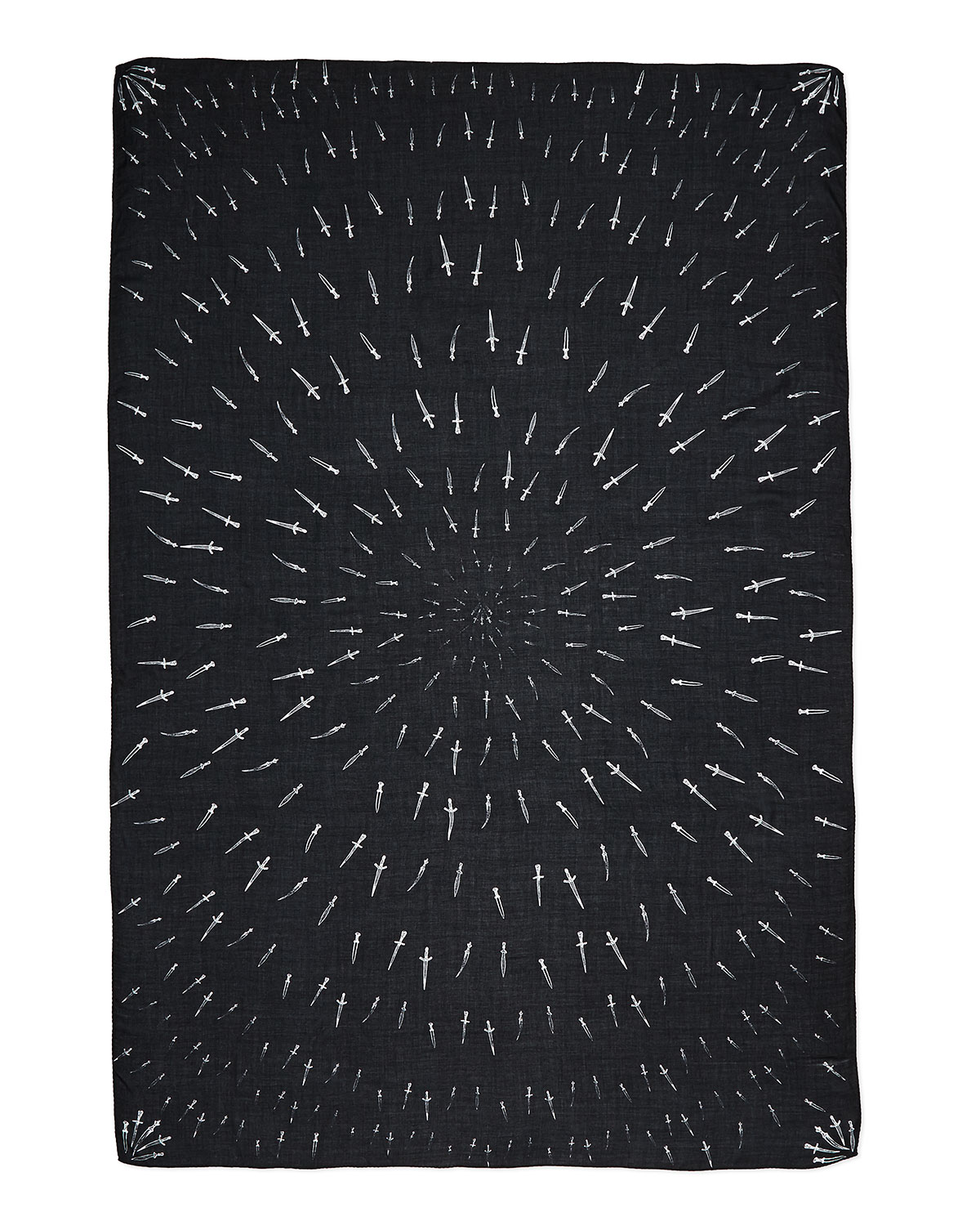 Classic Dagger Wool Scarf, Black