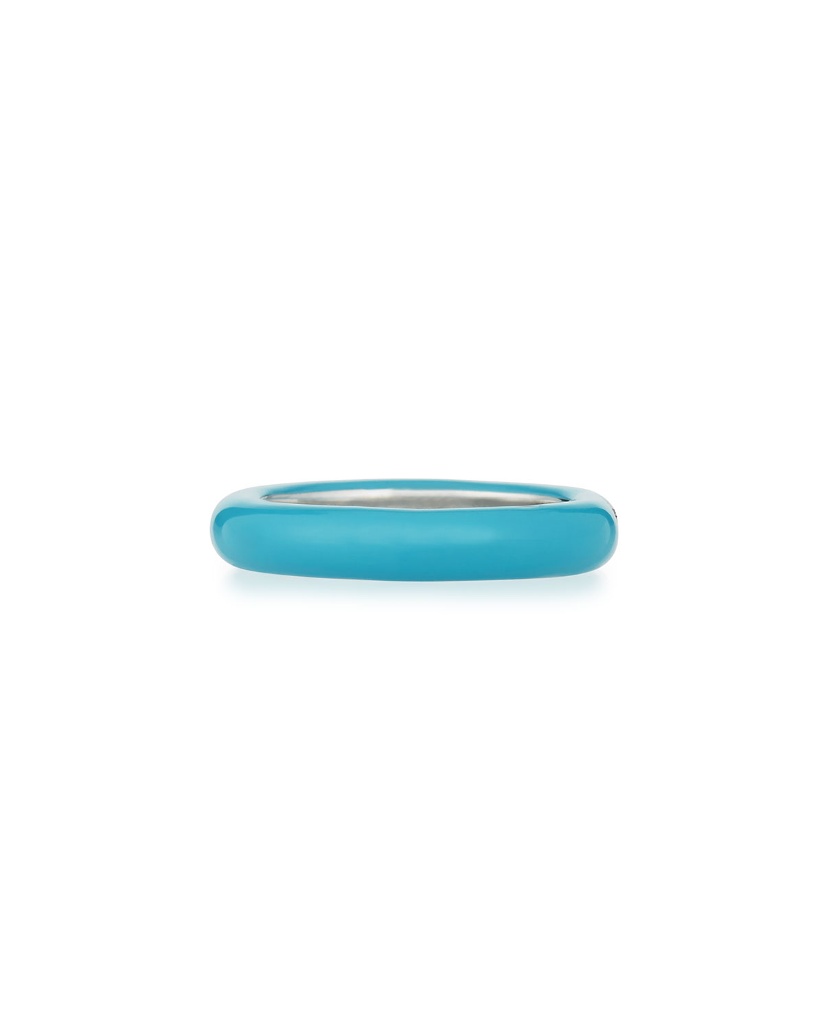 Turquoise Enamel Ring with One Diamond, Size 6.5