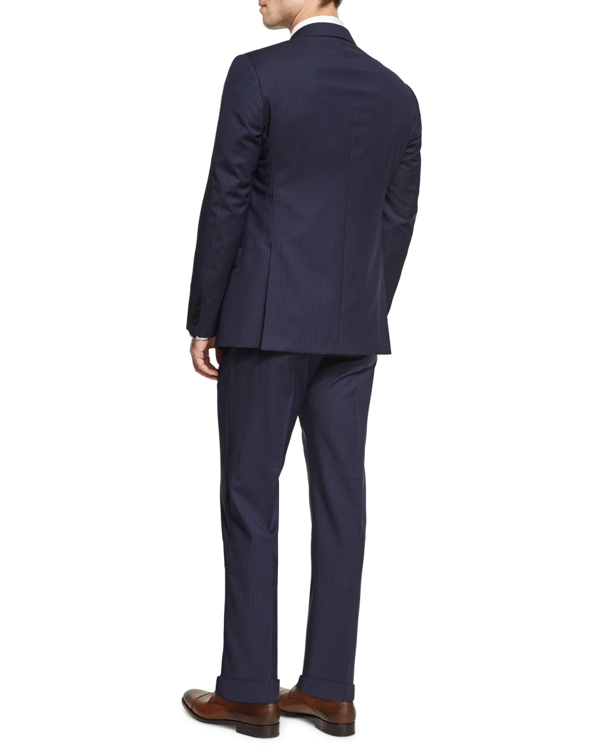 G-Line Striped Two-Piece Wool Suit, Blue