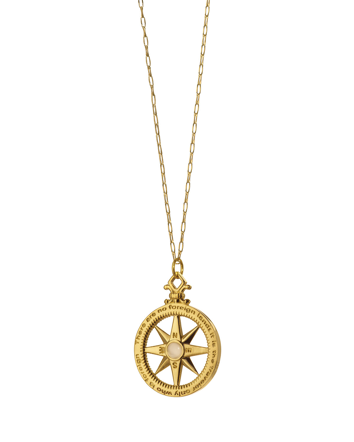 18K Gold Diamond Compass Charm Necklace