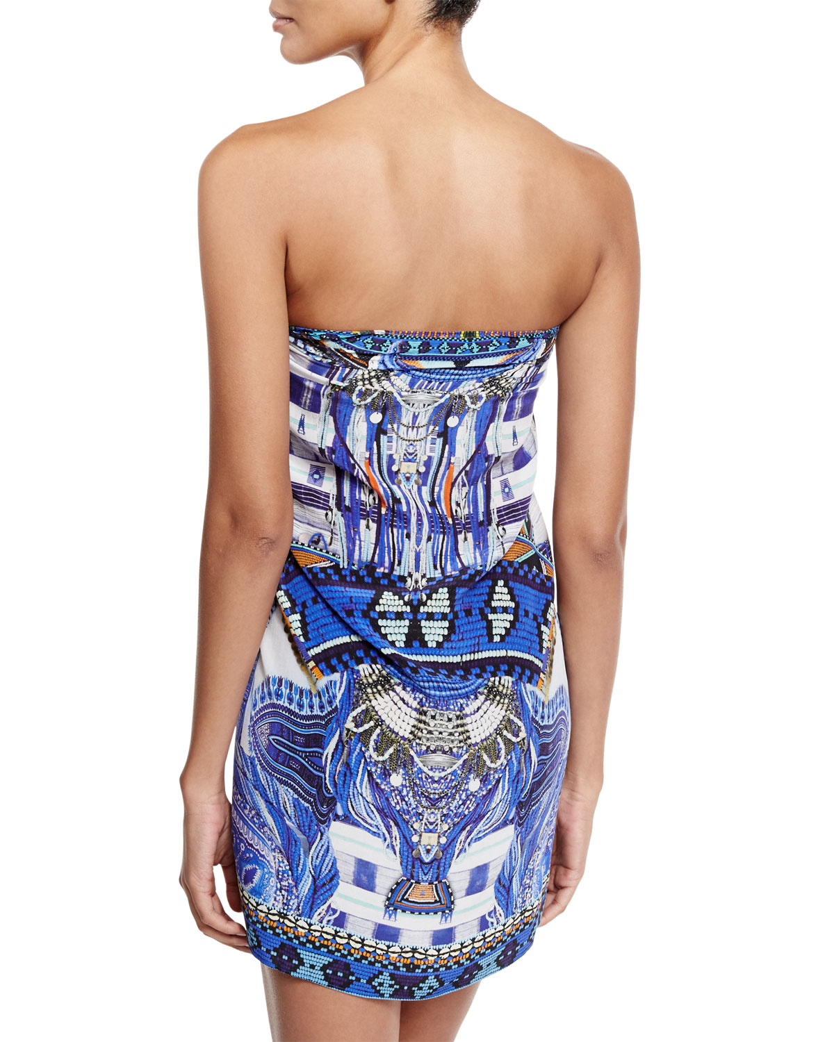 Printed Embellished Short Caftan Coverup, Rhythm & Blues