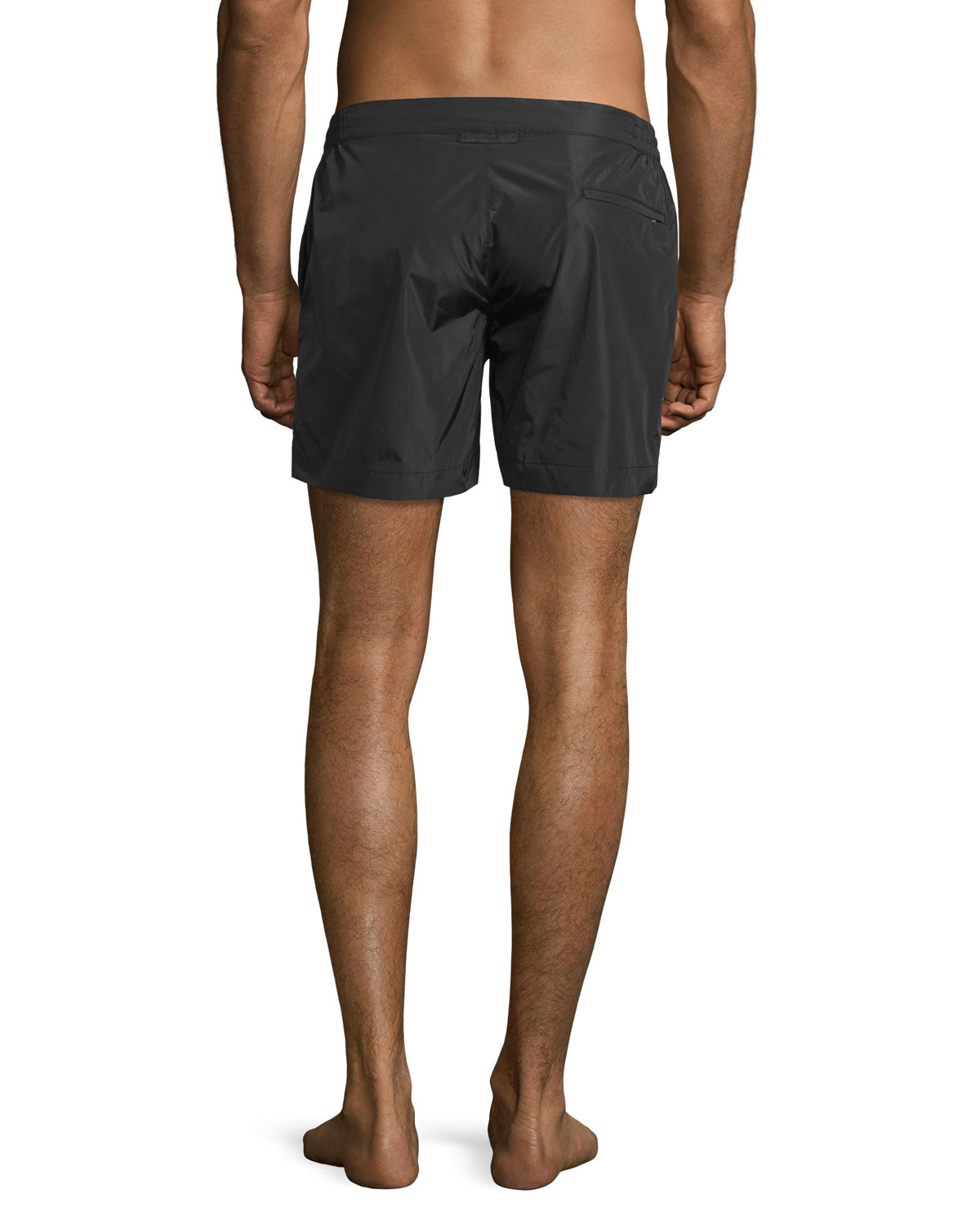 Bulldog Shiny Mid-Length Swim Trunks, Black