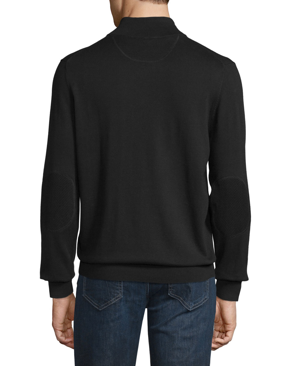 Classic Quarter-Zip Jersey Sweater, Black/Navy Blue