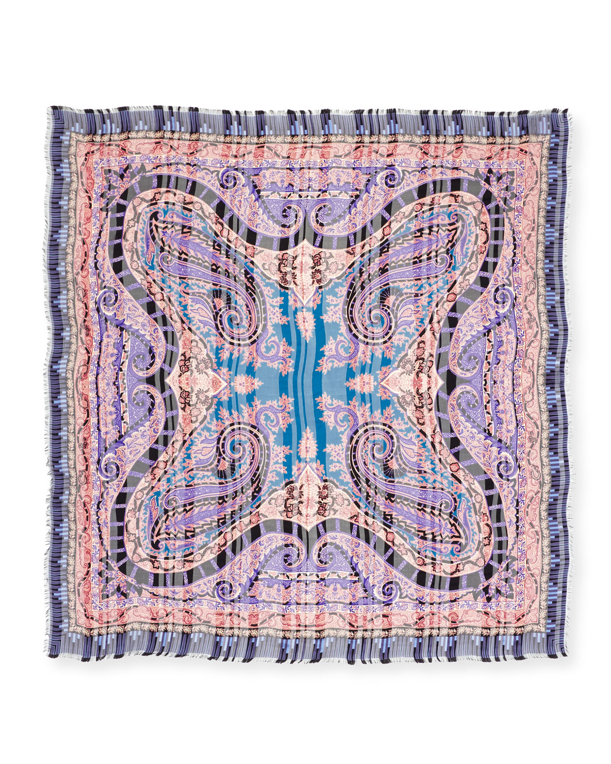 Silk Paisley Square Scarf, Blue/Purple