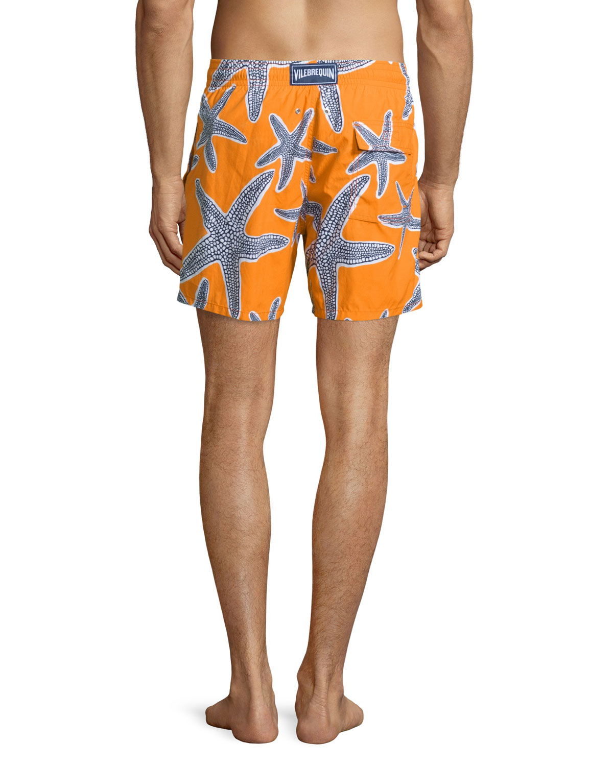 Moorea Starlets Starfish-Print Swim Trunks, Orange