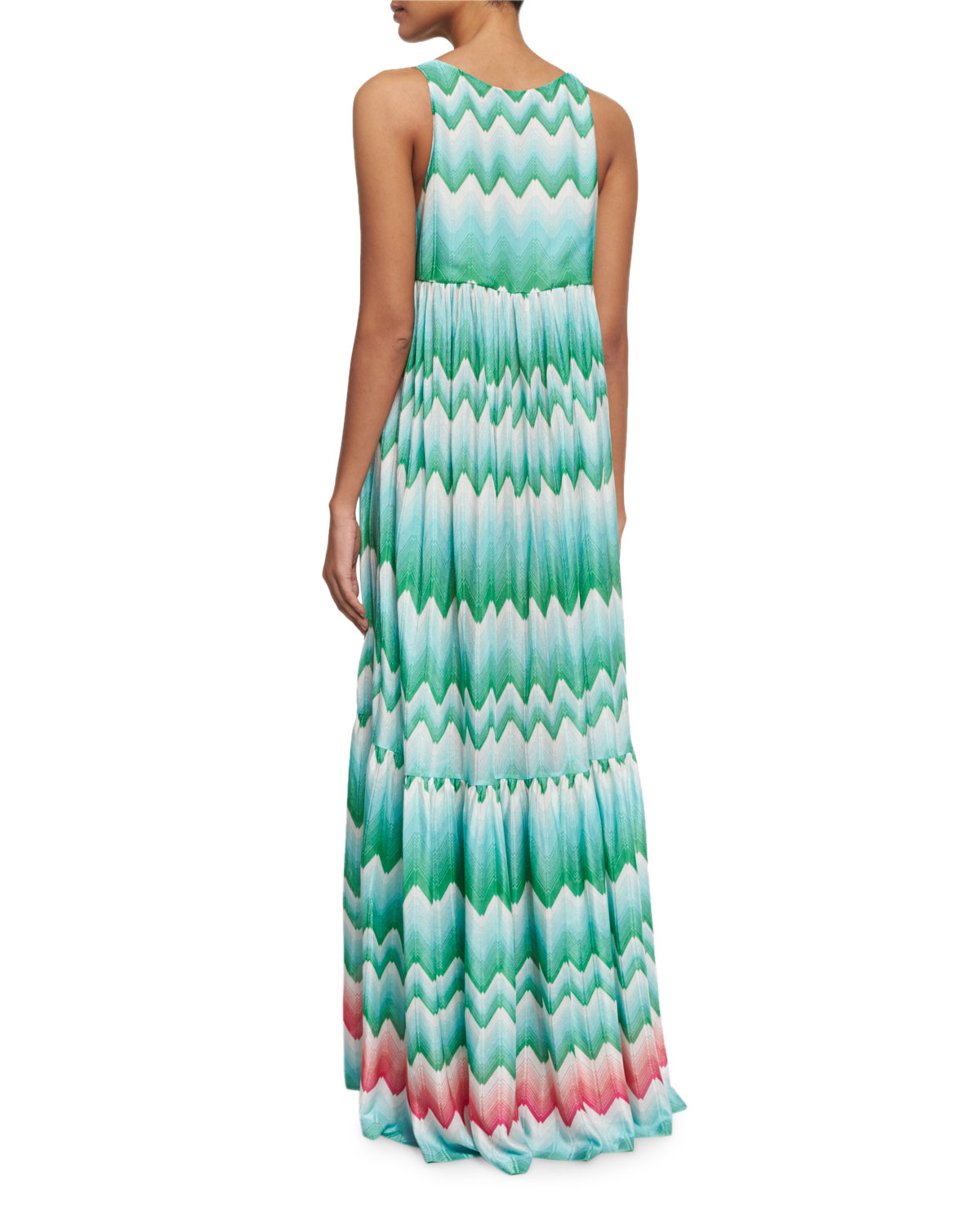 Wavy-Print Sleeveless Maxi Dress