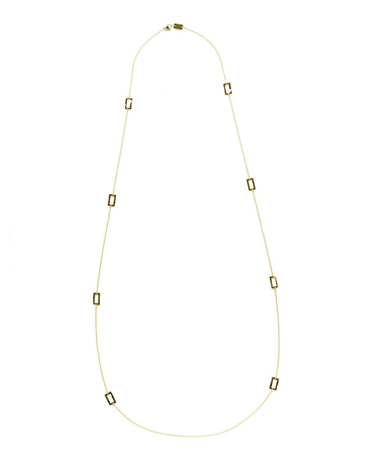 Gold Rectangle-Station Necklace, 40"L