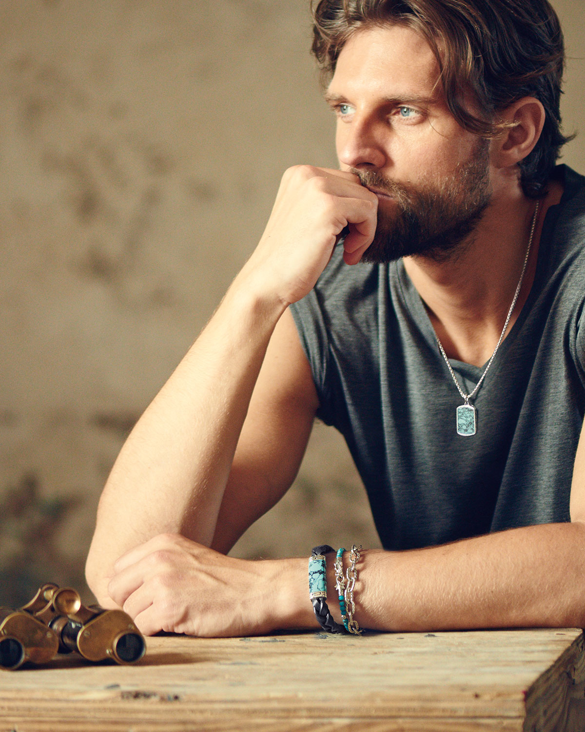 Woven Station and Turquoise Stone Bracelet