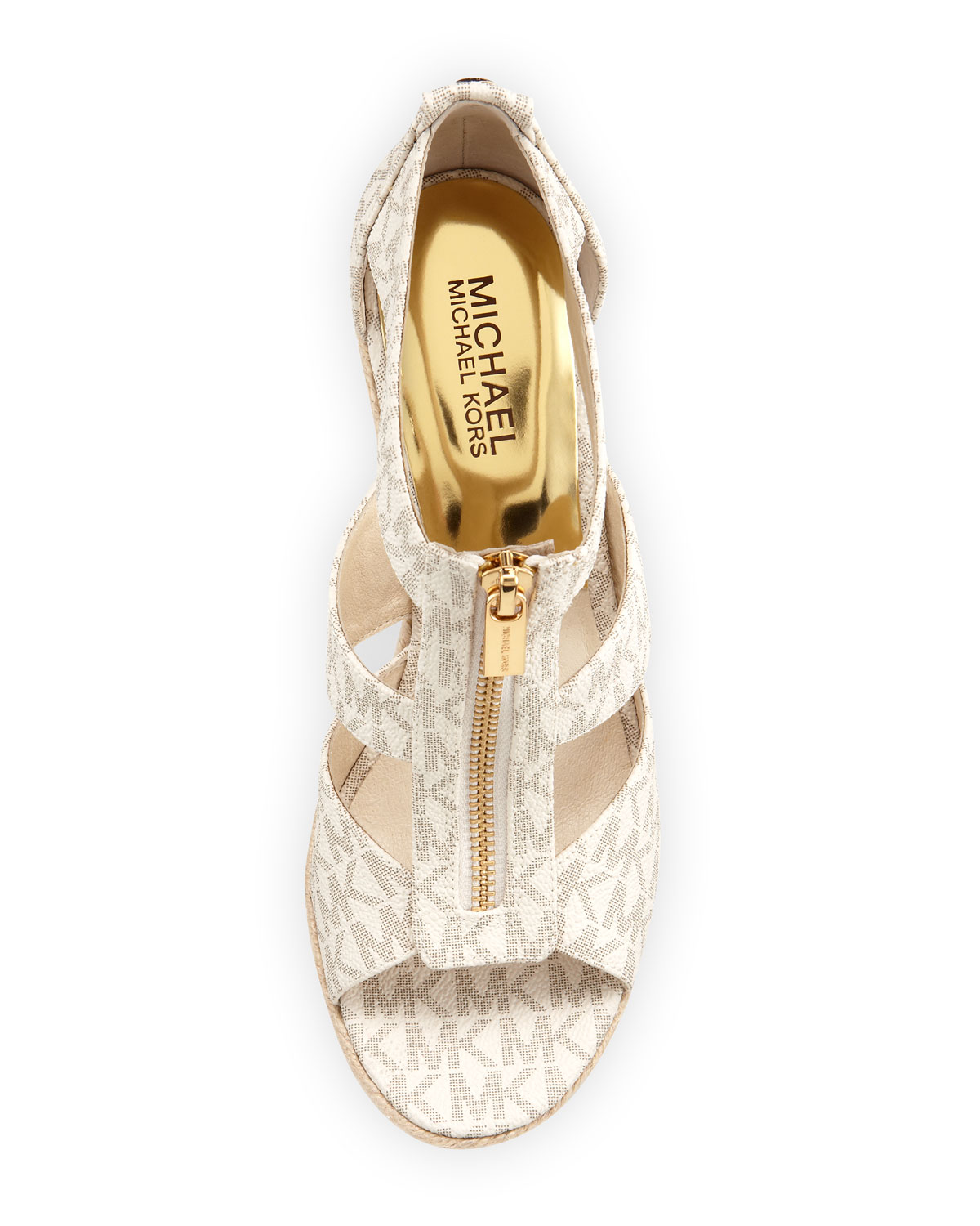 Damita Logo Zipper Wedge Sandal, Vanilla