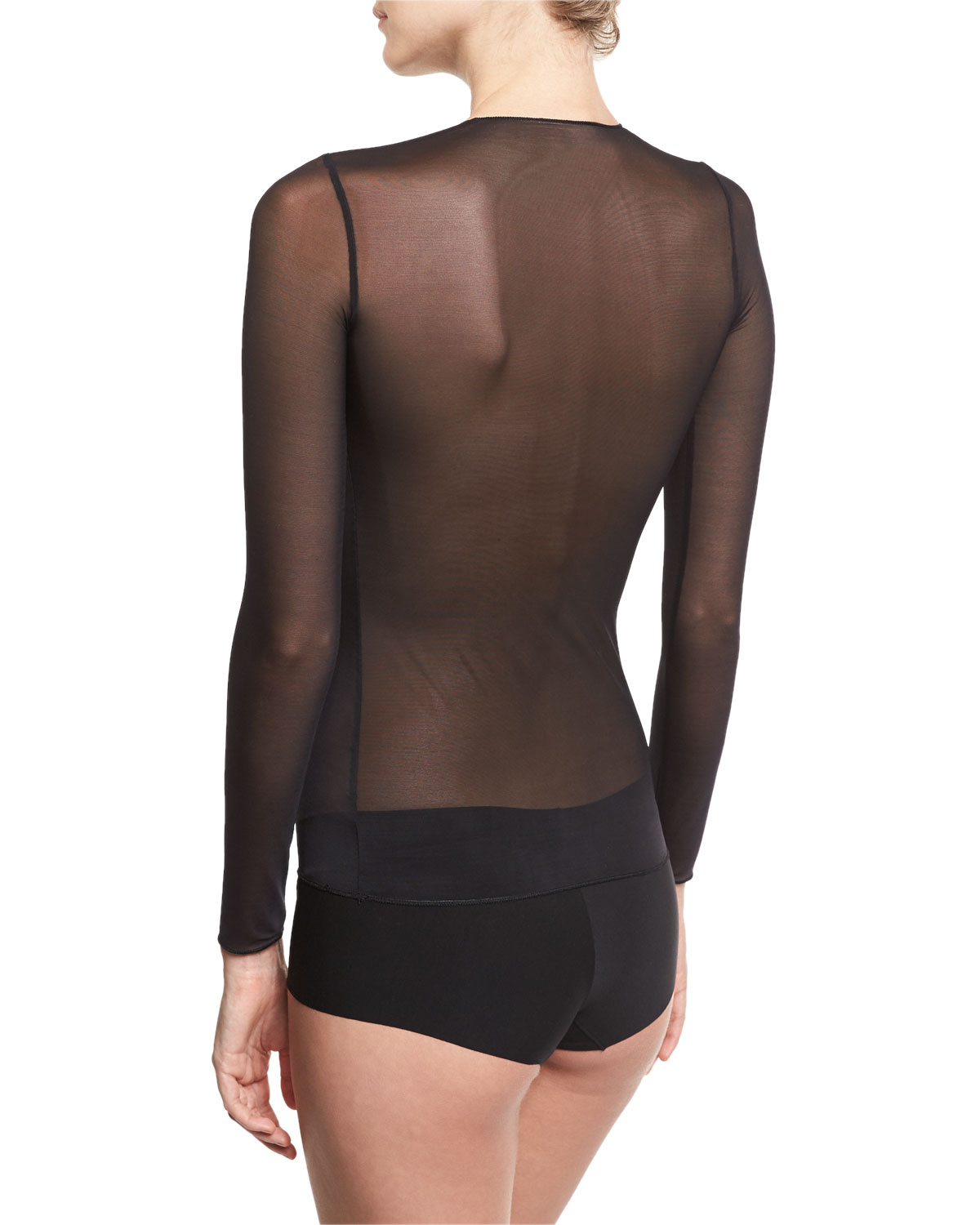 Technical Mesh Long-Sleeve Top, Black
