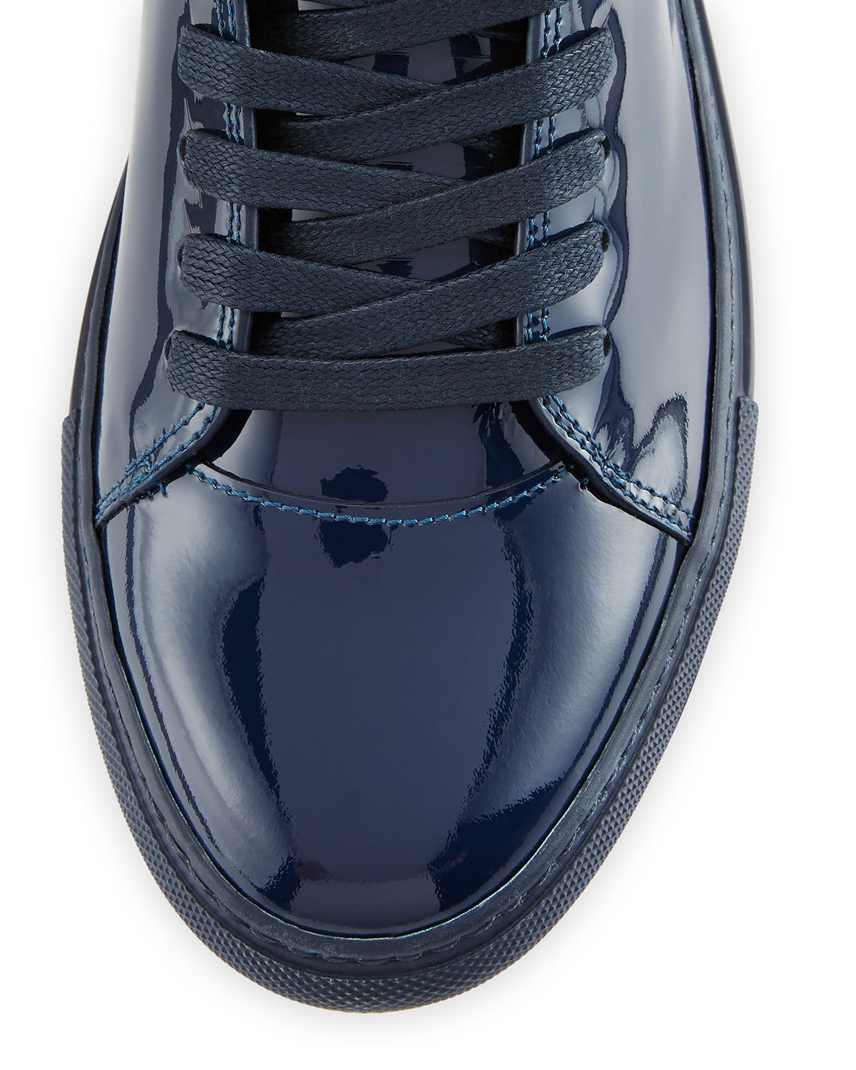100mm Patent Leather High-Top Sneaker, Blue