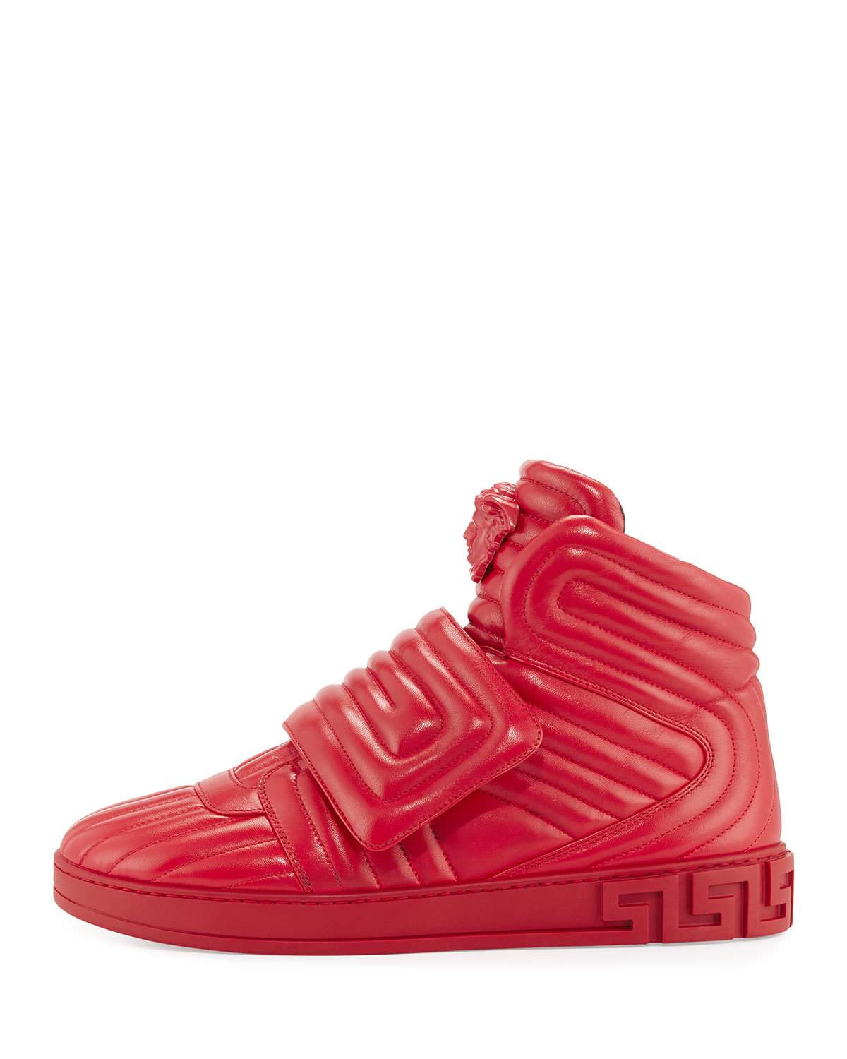 Aros Men's Quilted Leather High-Top Sneaker, Geranium Red