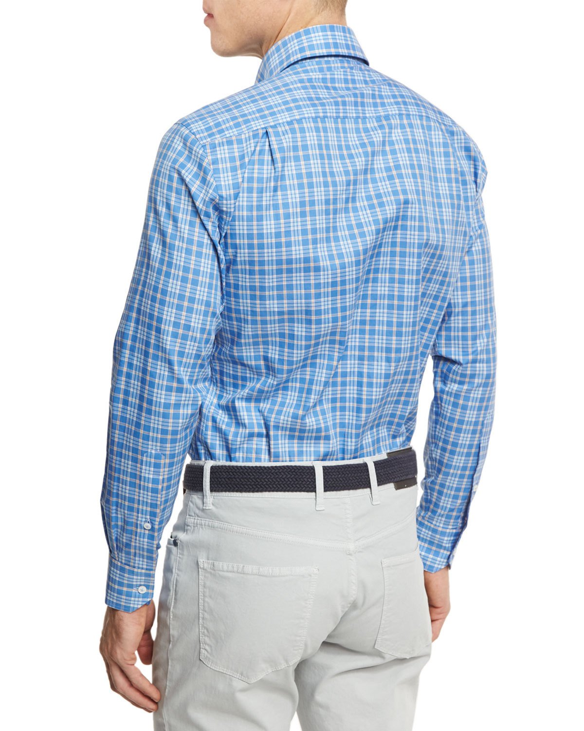 Coral Check Sport Shirt, Navy