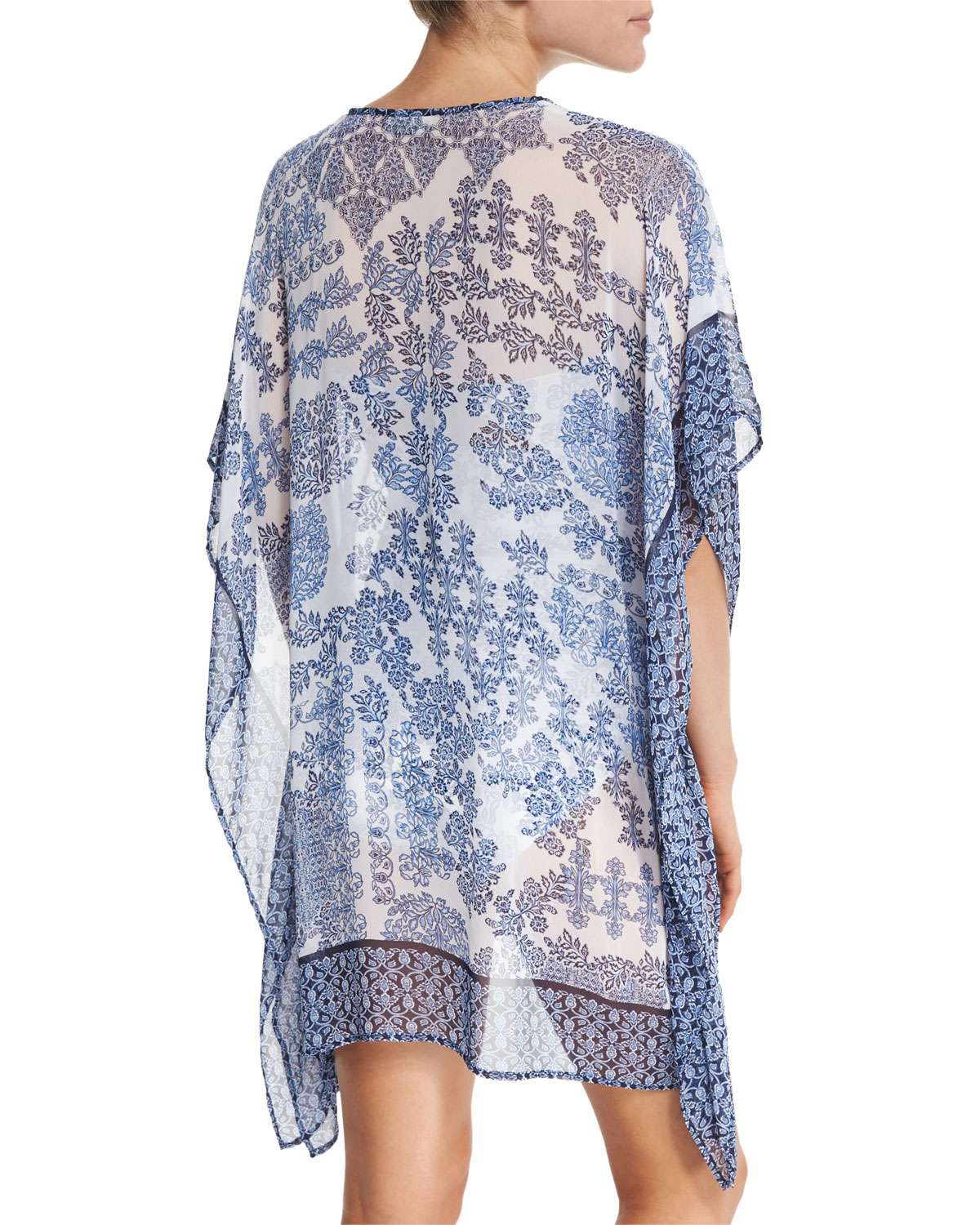 Stamped Medallion Coverup Tunic, Blue Zaffiro/Mare