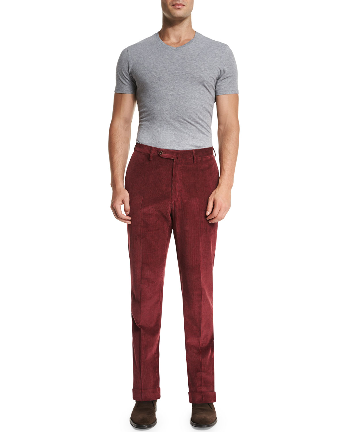 Wide-Whale Corduroy Trousers, Beige