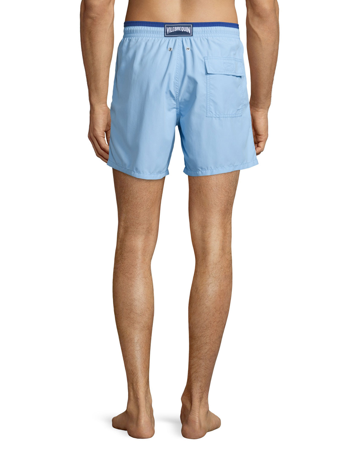 Moka Bi-Color Solid Swim Trunks, Light Blue
