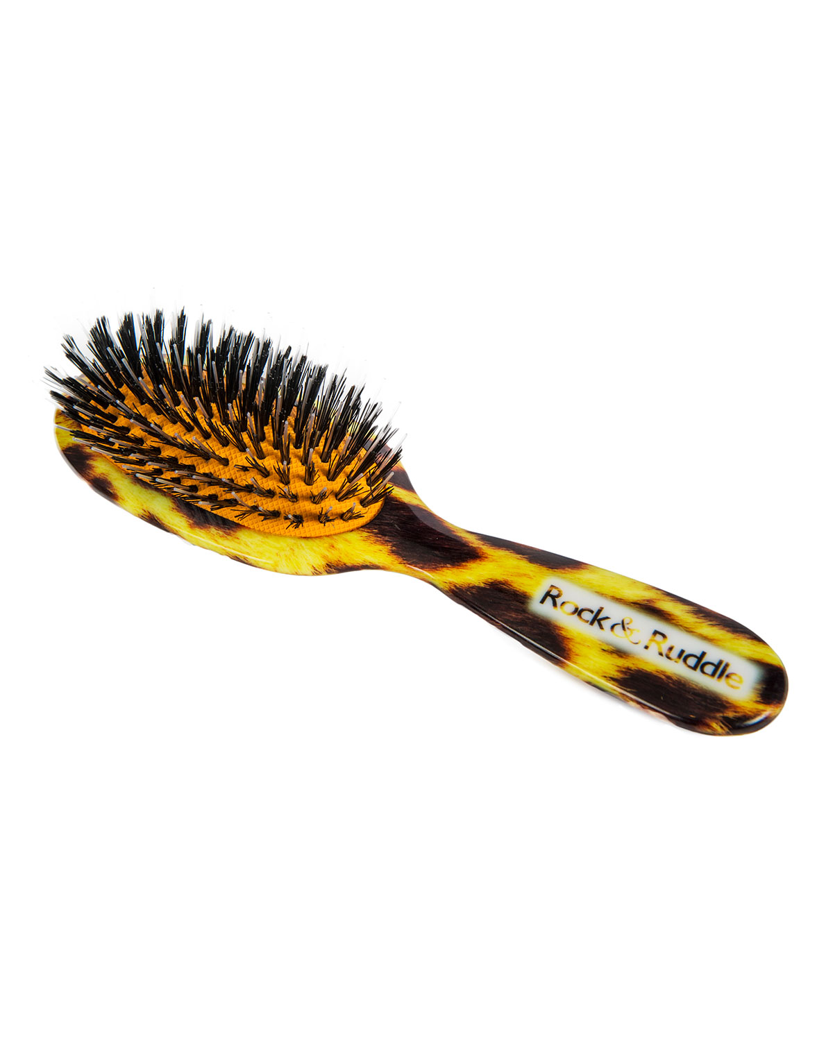 Small Leopard-Print Mixed Bristle Hairbrush