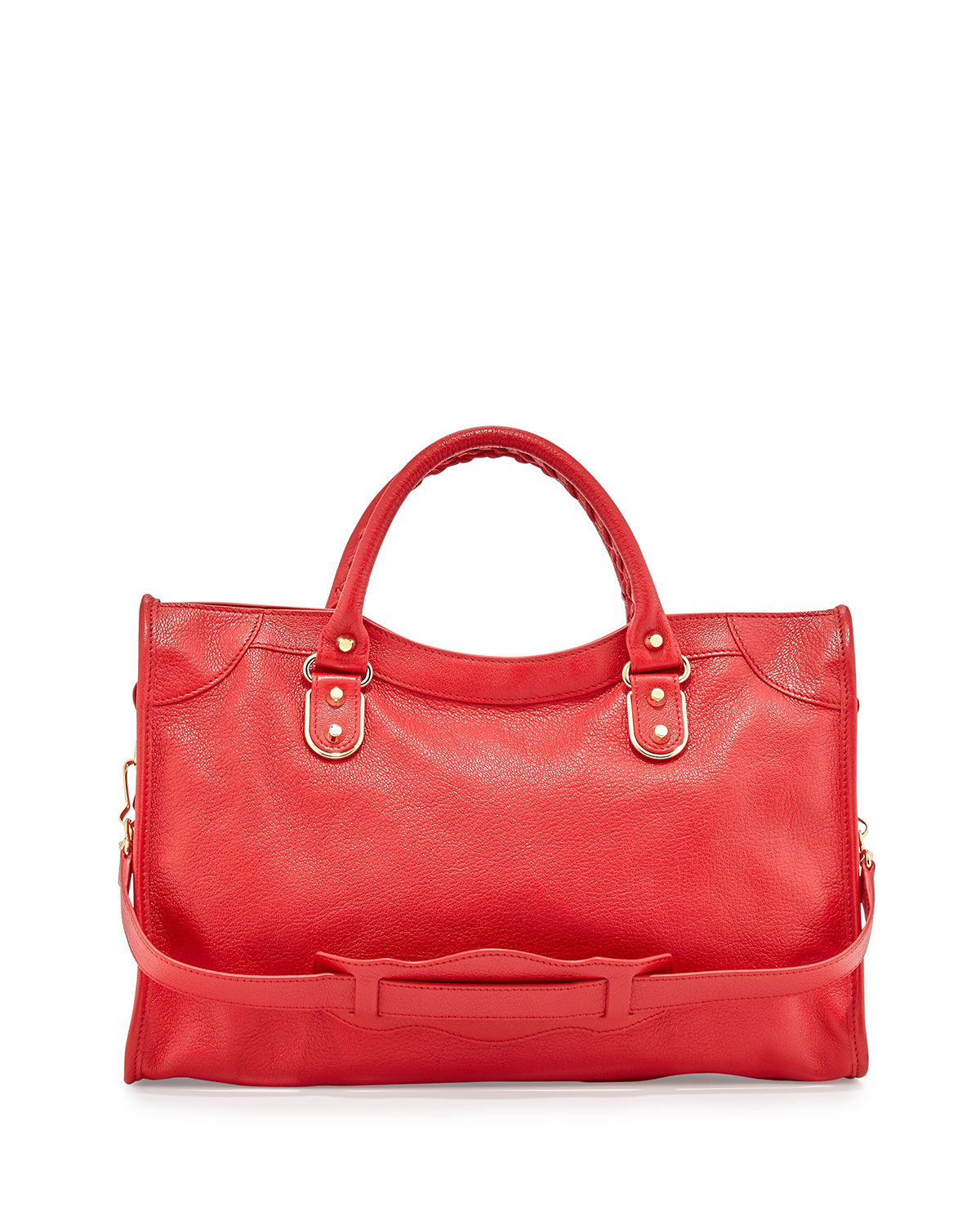 Metallic Edge City Bag, Red