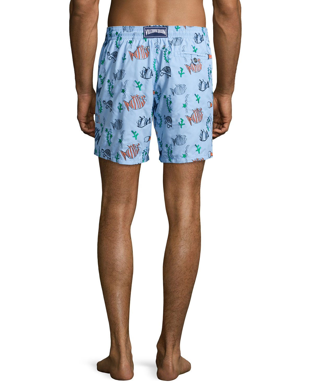 Mistral Moonfish-Embroidered Swim Trunks, Blue