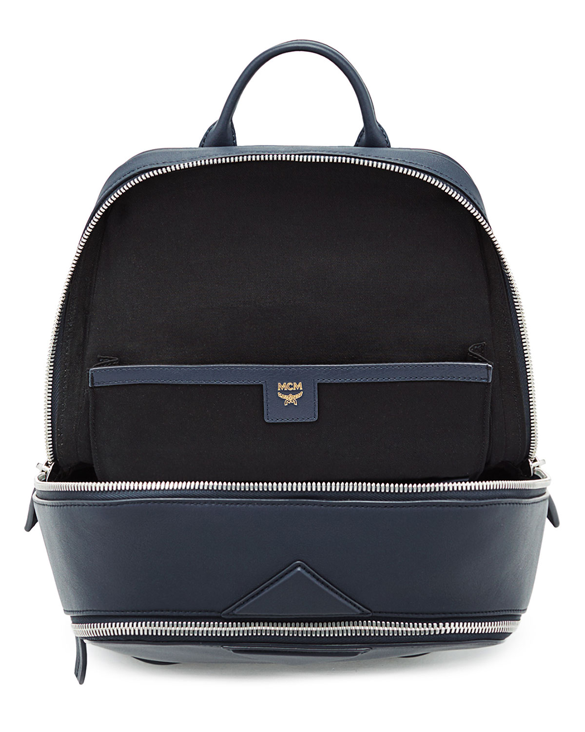 Duke Men's Napa Leather Medium Backpack, Navy