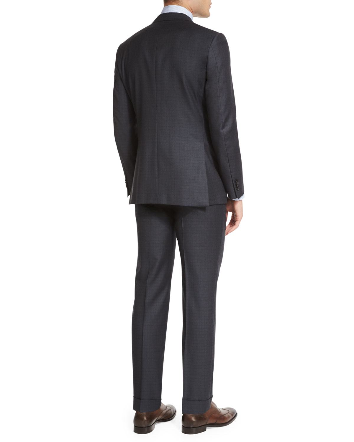 Trofeo Box-Check Two-Piece Suit, Charcoal/Navy