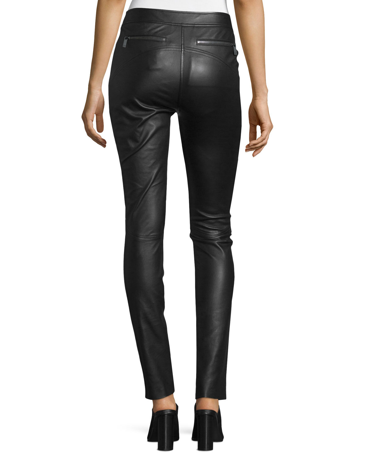 Warrior Paneled Leather Pants, Black