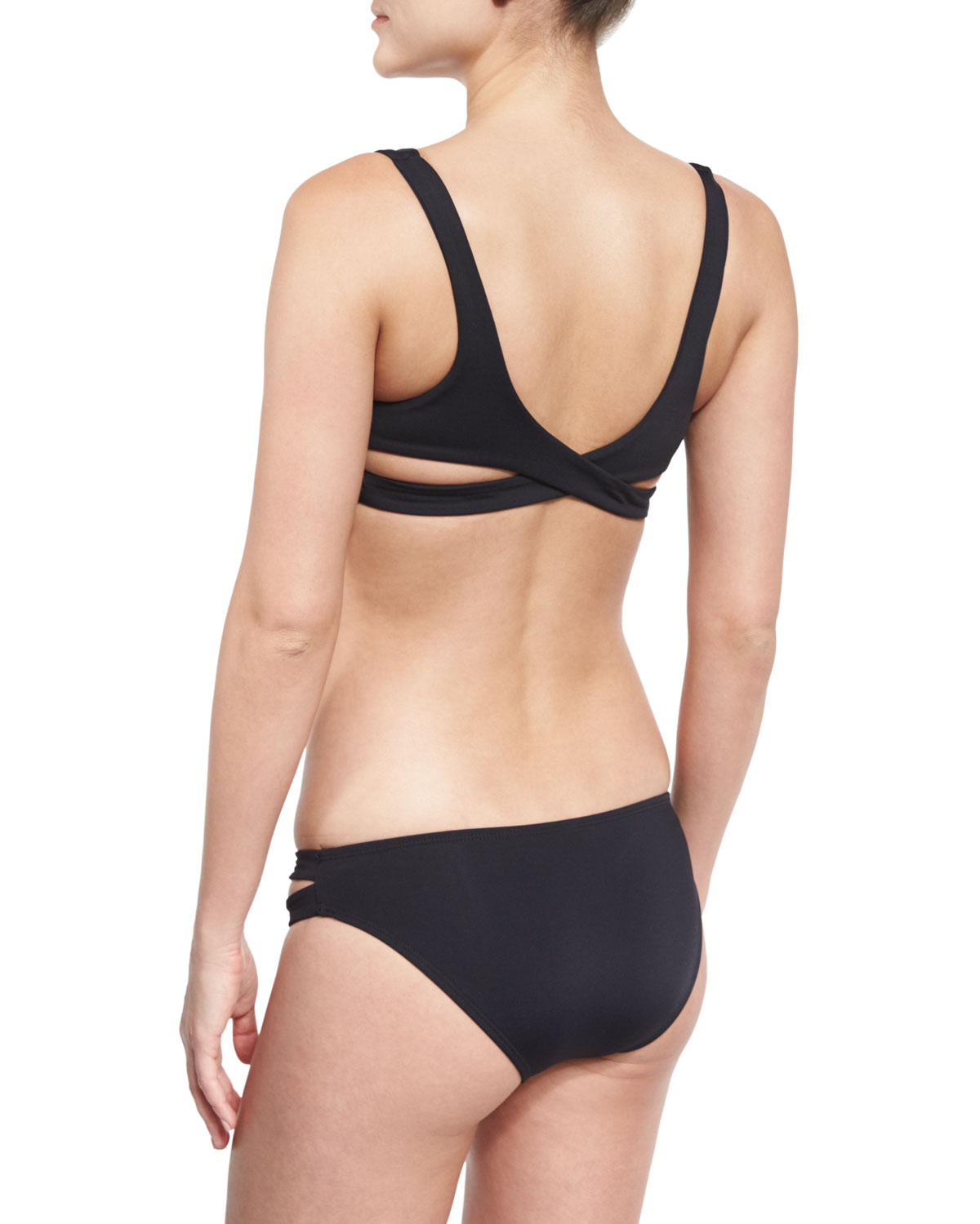 Lively Cross-Back Swim Top, Black