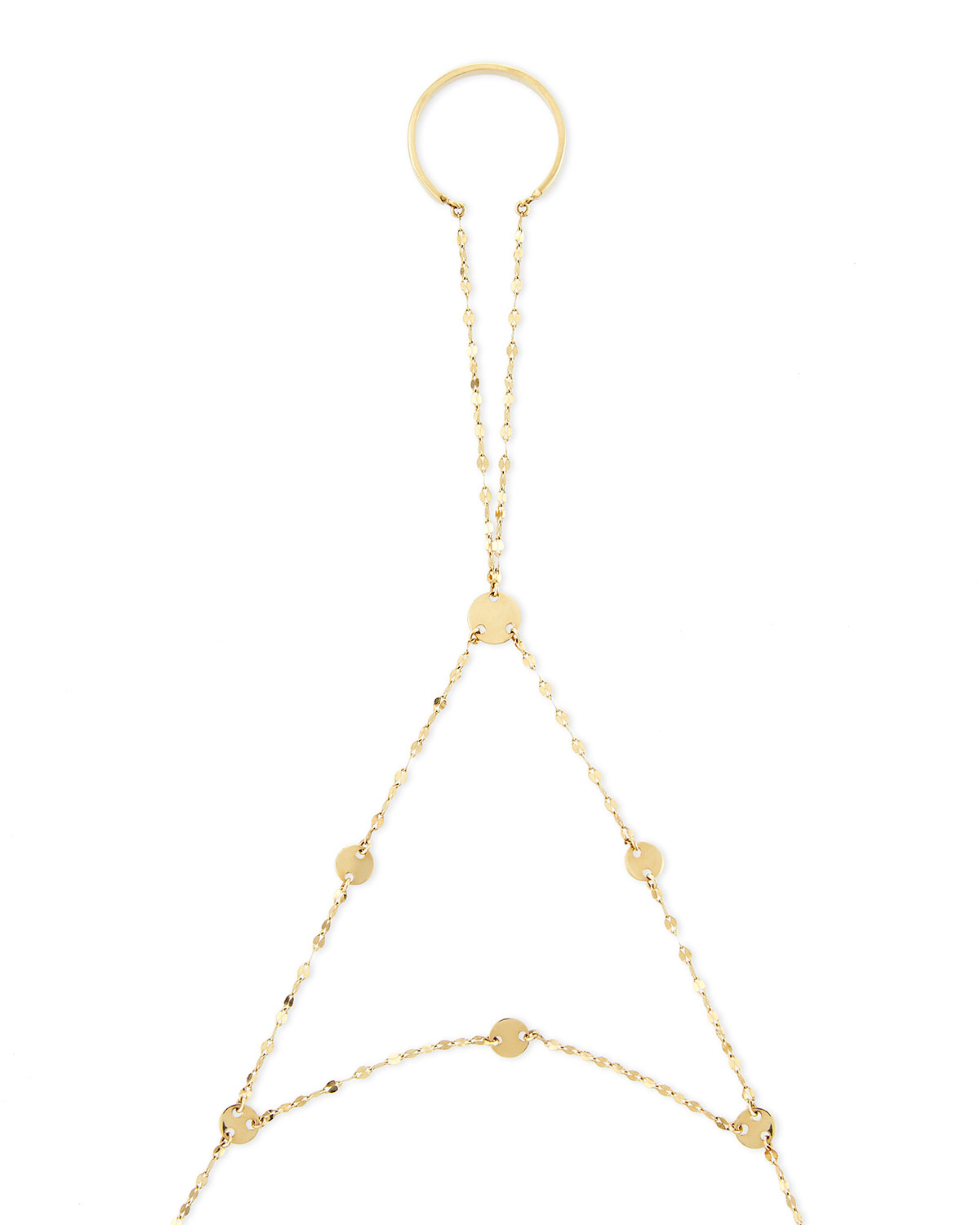 14-Karat Yellow Gold Disc Lariat Hand Chain