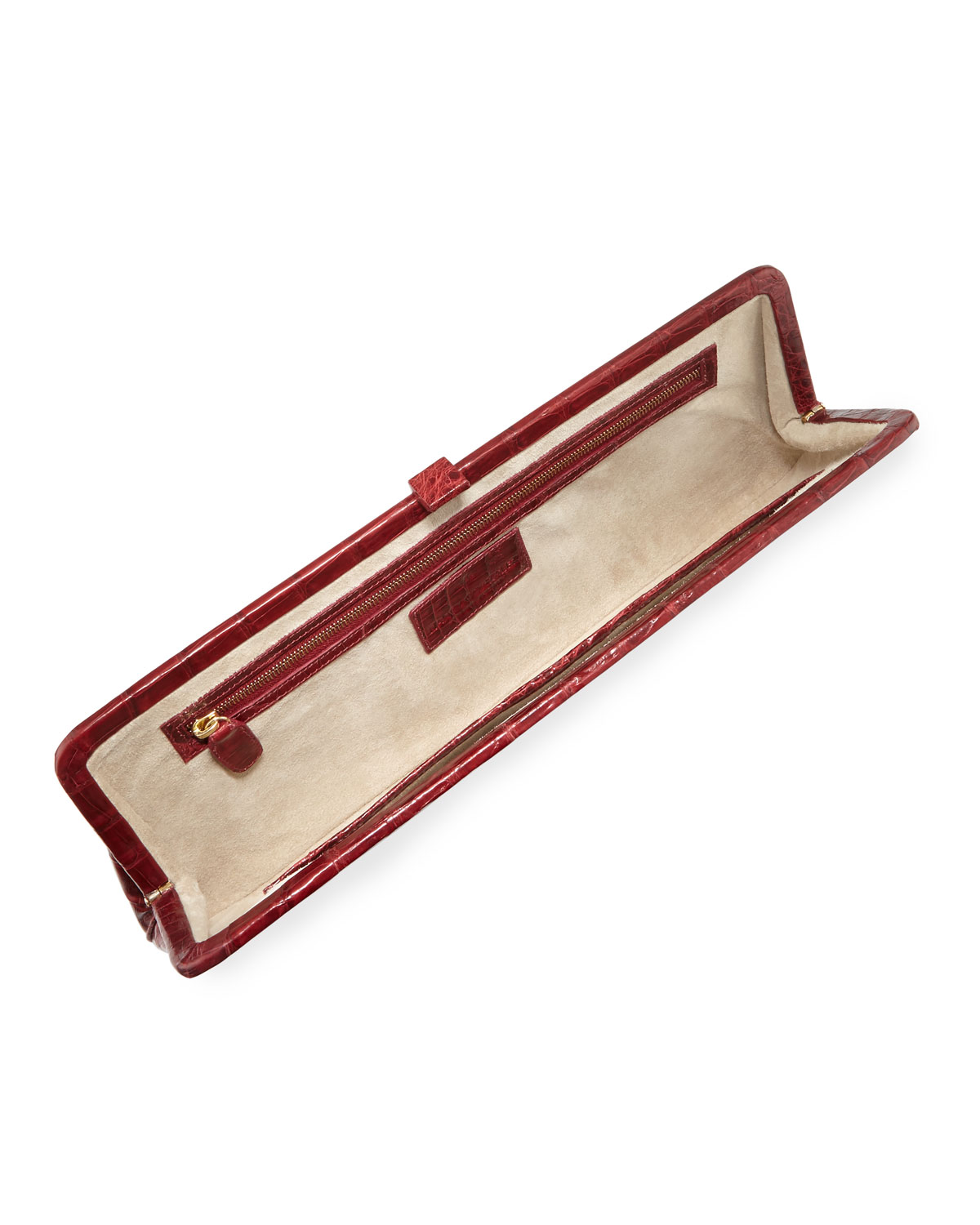 Small Frame Crocodile Clutch Bag, Red Shiny