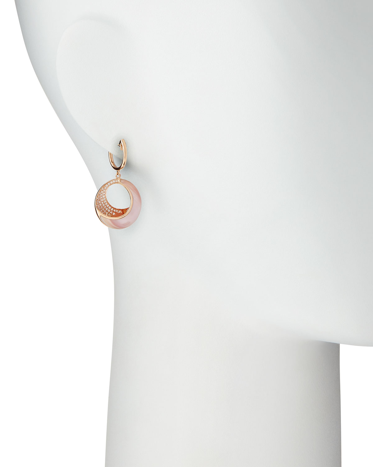 Small Pink Mother-of-Pearl & Diamond Venus Twist Earrings