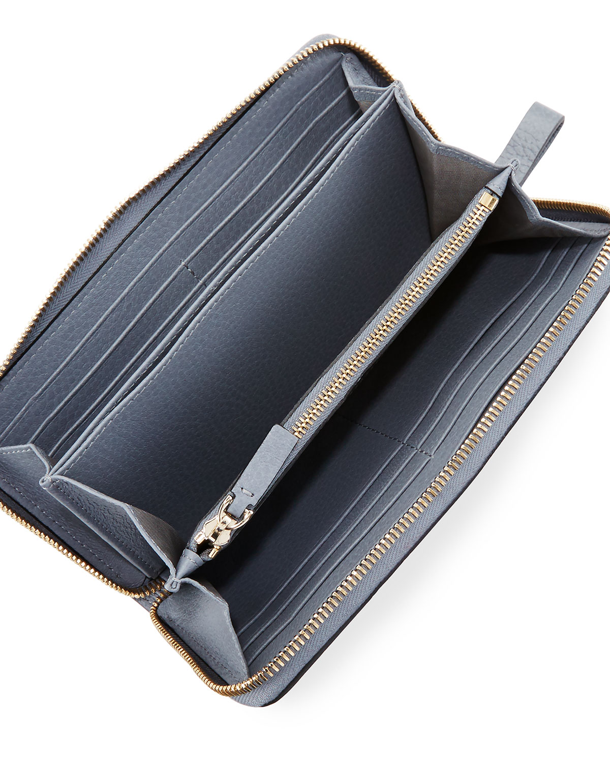Rockstud Zip-Around Wallet, Light Gray