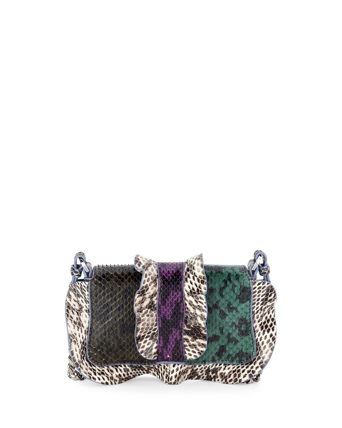 Baguette Micro Wave Crossbody Bag, Green/Teal/Blue/Purple